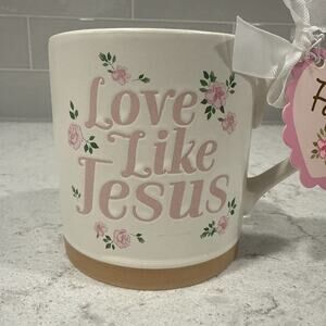 LOVE LIKE JESUS 20-oz Hand Painted Mug Pink Inside Faith Verse Easter Valentines